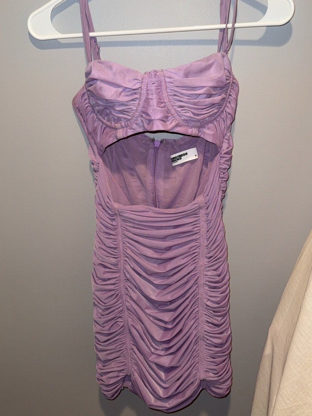 House of CB Lavender Ruched Cutout Mini Dress